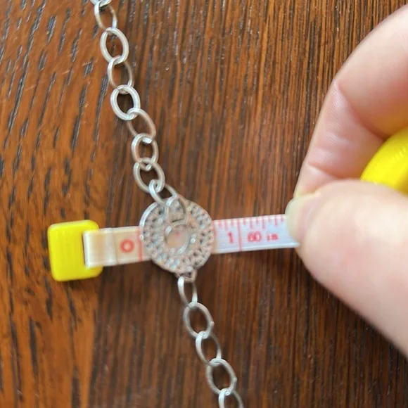 Stamped silver Silpada large link chain necklace w floating hammered pendant - Picture 11 of 11